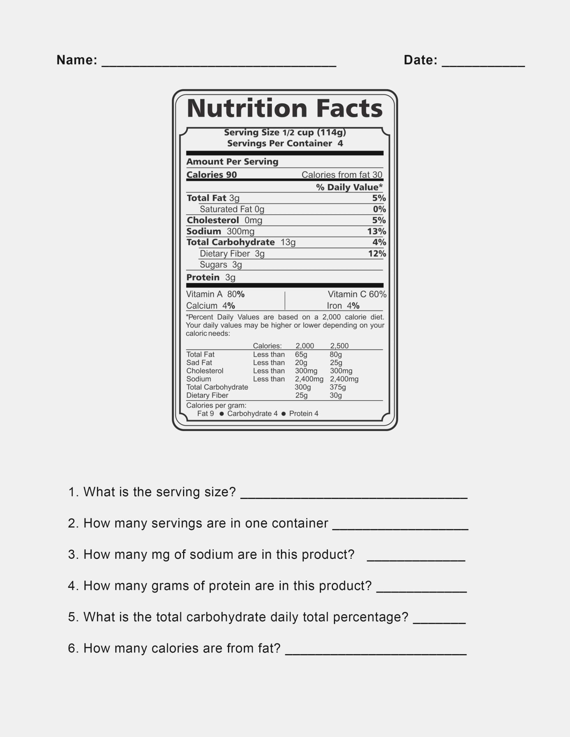 Free Printable Nutrition Worksheets - Lexia'S Blog With Regard To Blank Nutrition Label Worksheet