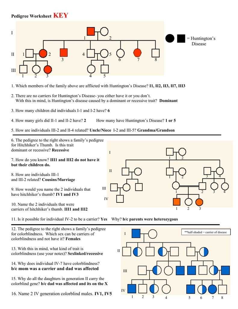 Genetics Pedigree Worksheet Answer Key — Db-Excel within Pedigree Worksheet Answer Key