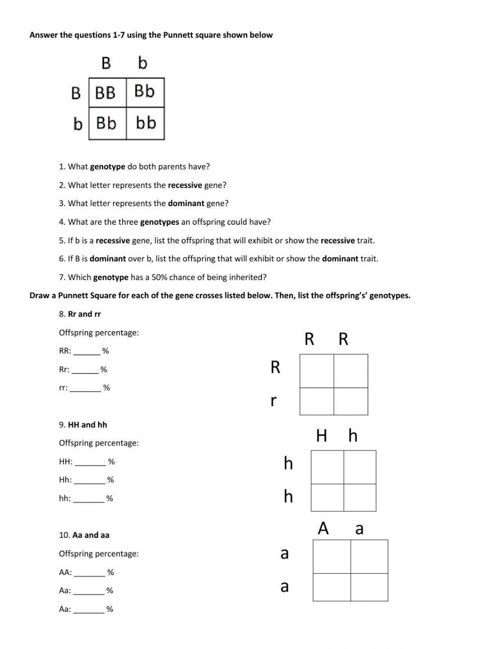 Genetics Problems Worksheet Answers - Word Worksheet With Genetics Problems Worksheet Answers