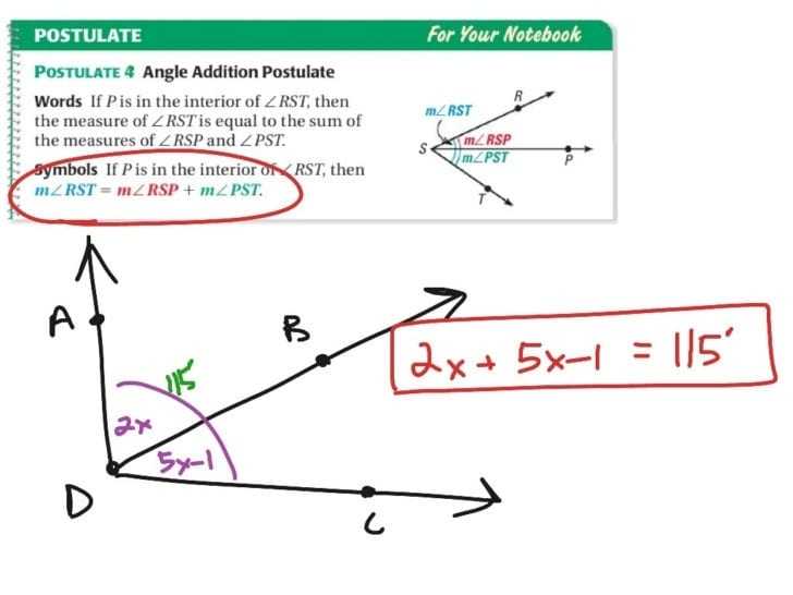 Geometry 14 Angle Addition Postulate Math Geometry — Db Excel Regarding Angle Addition Postulate Worksheet