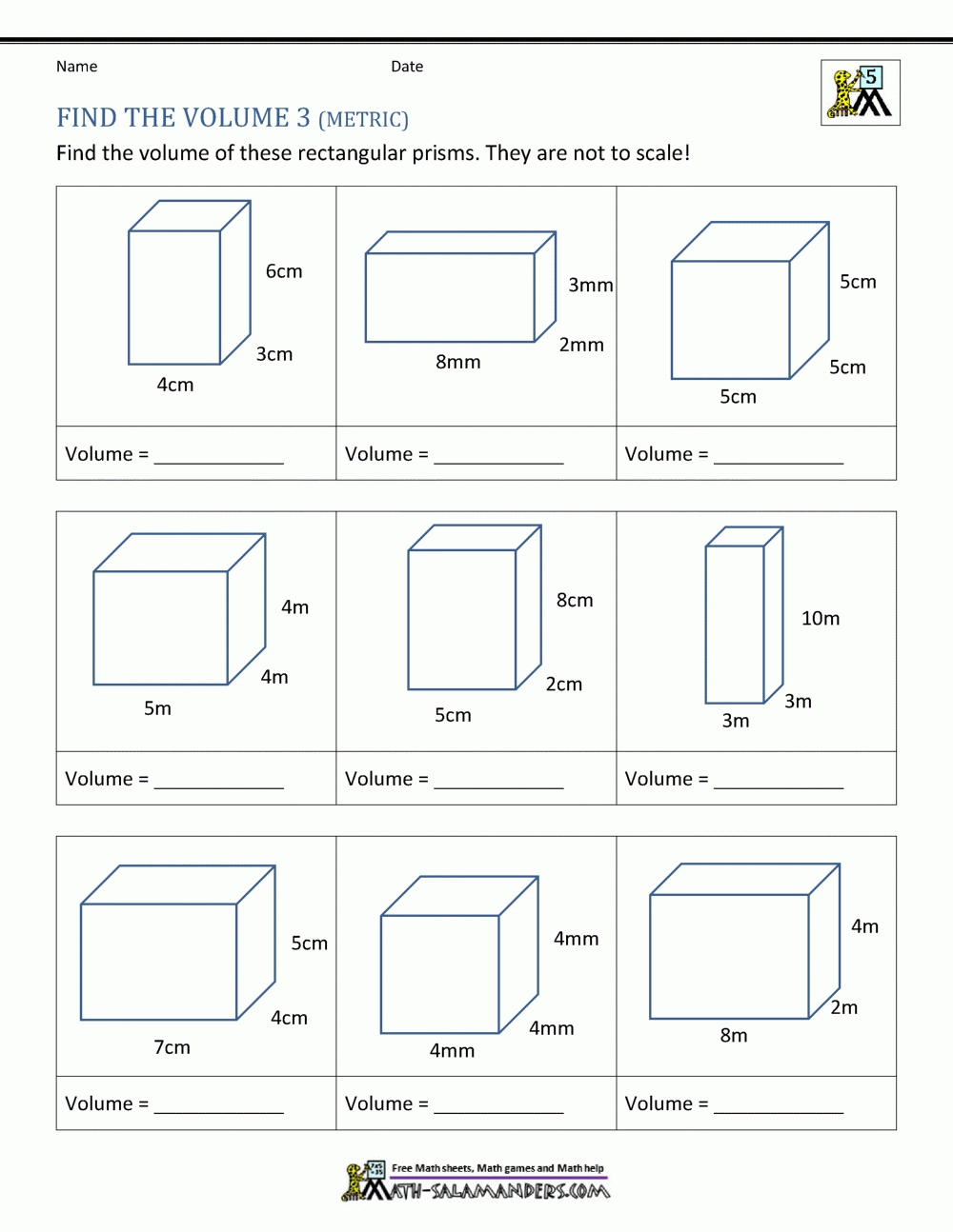 Grade 6 Worksheets Volume Surface Area Of Rectangular Prisms K5 In Volume Of Prism Worksheet
