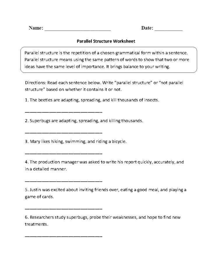 Grammar Practice Parallel Structure Worksheet Answers — Db-Excel regarding Parallel Structure Worksheet With Answers