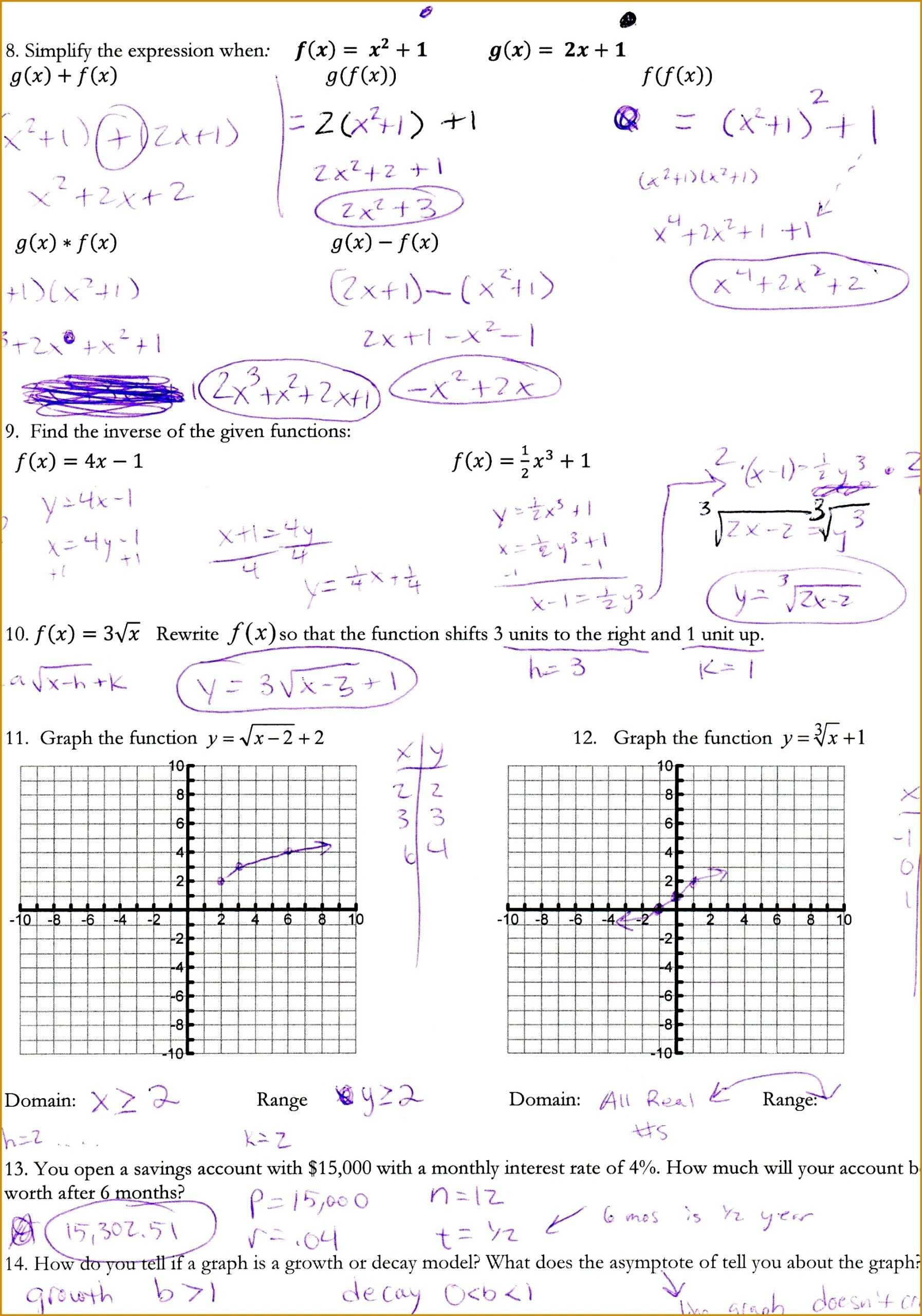 Graphing Quadratic Functions Worksheet Intended For Graphing Quadratic Functions Worksheet Answers