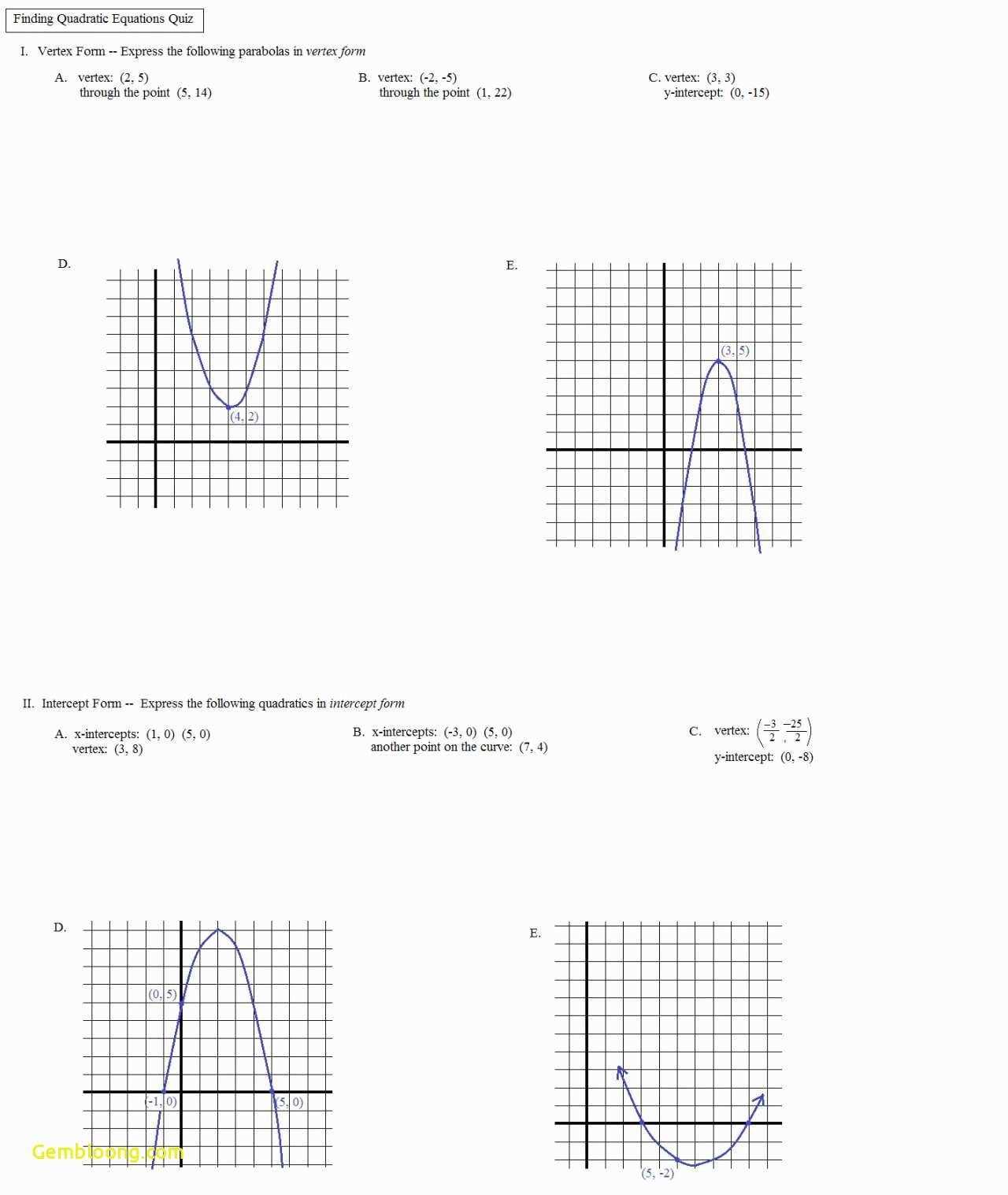 Graphing Quadratics In Standard Form Worksheet — Db-Excel inside Graphing Quadratic Functions Worksheet