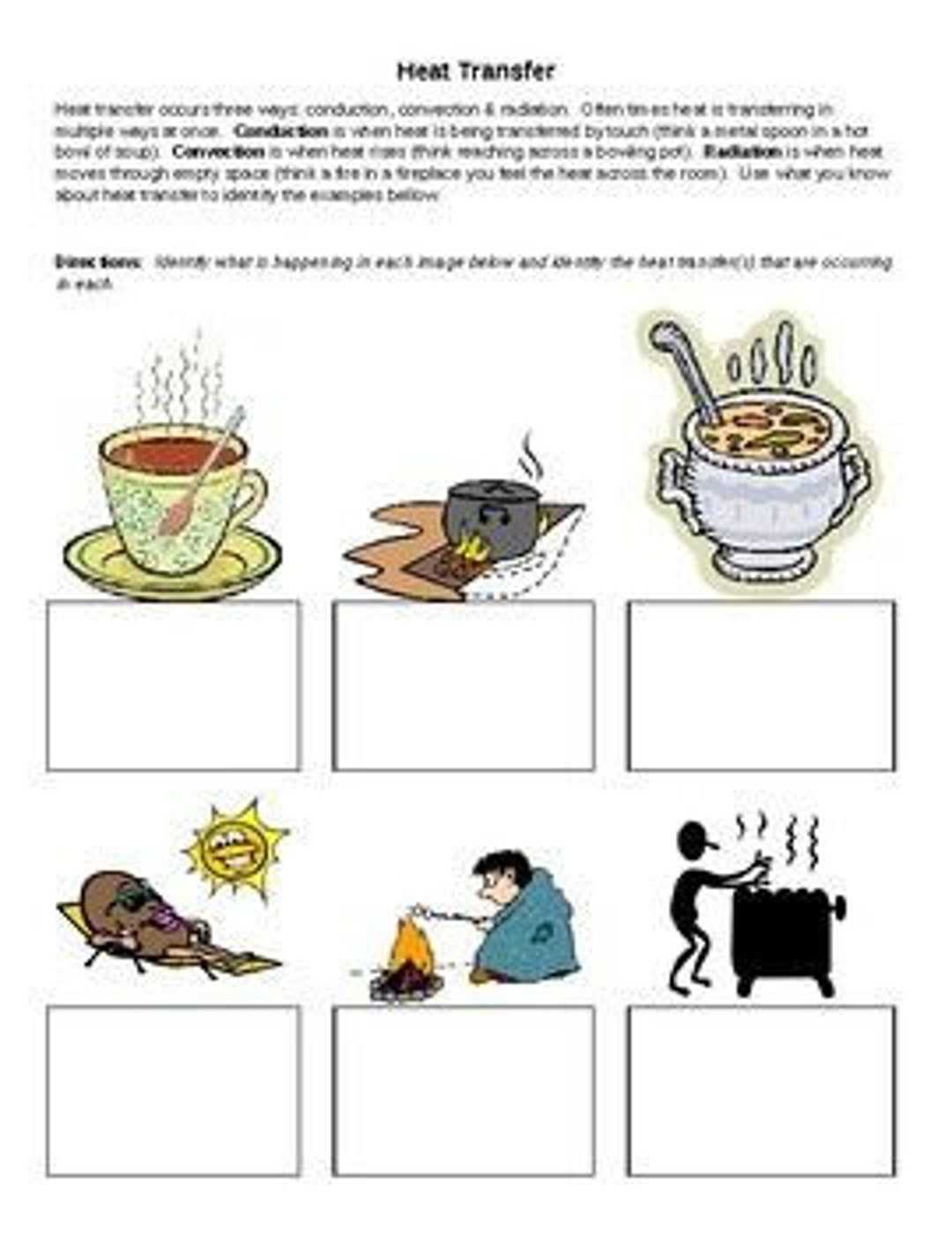 Heat Trasnfer Conduction Convection & Radiation Worksheet - Etsy With Conduction Convection Radiation Worksheet