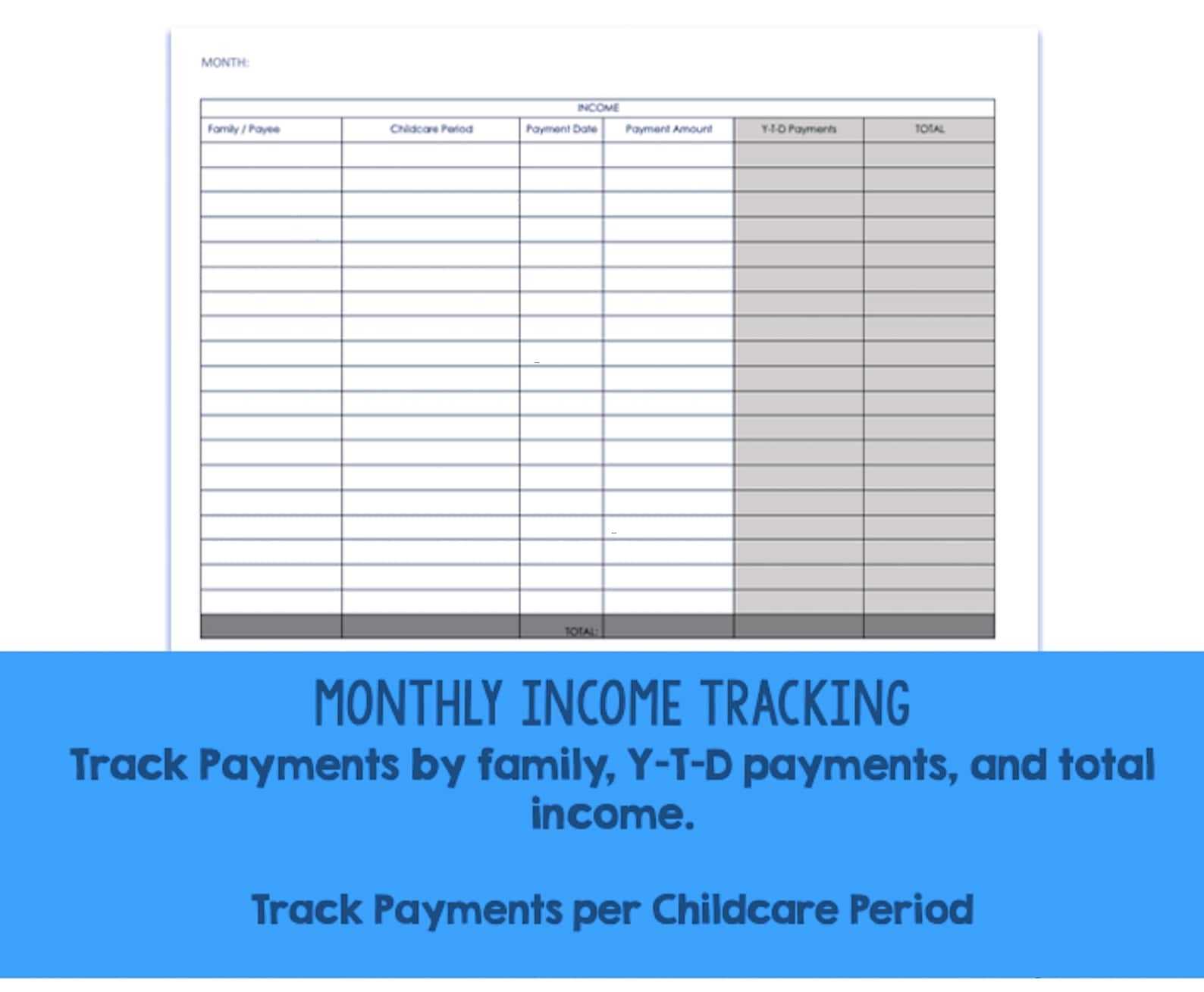 Home Daycare Monthly Budget Worksheet Tax Preparation | Etsy within Home Daycare Tax Worksheet