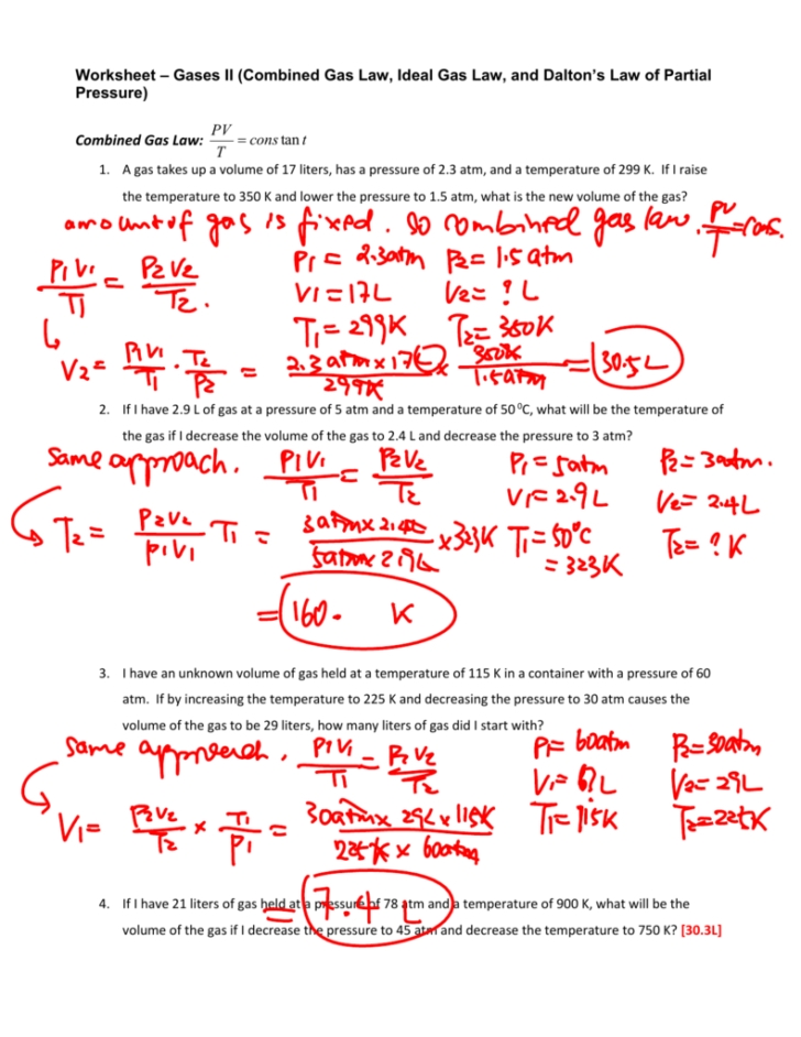 Ideal Gas Law Worksheet Answer Key — Db Excel For Ideal Gas Laws Worksheet