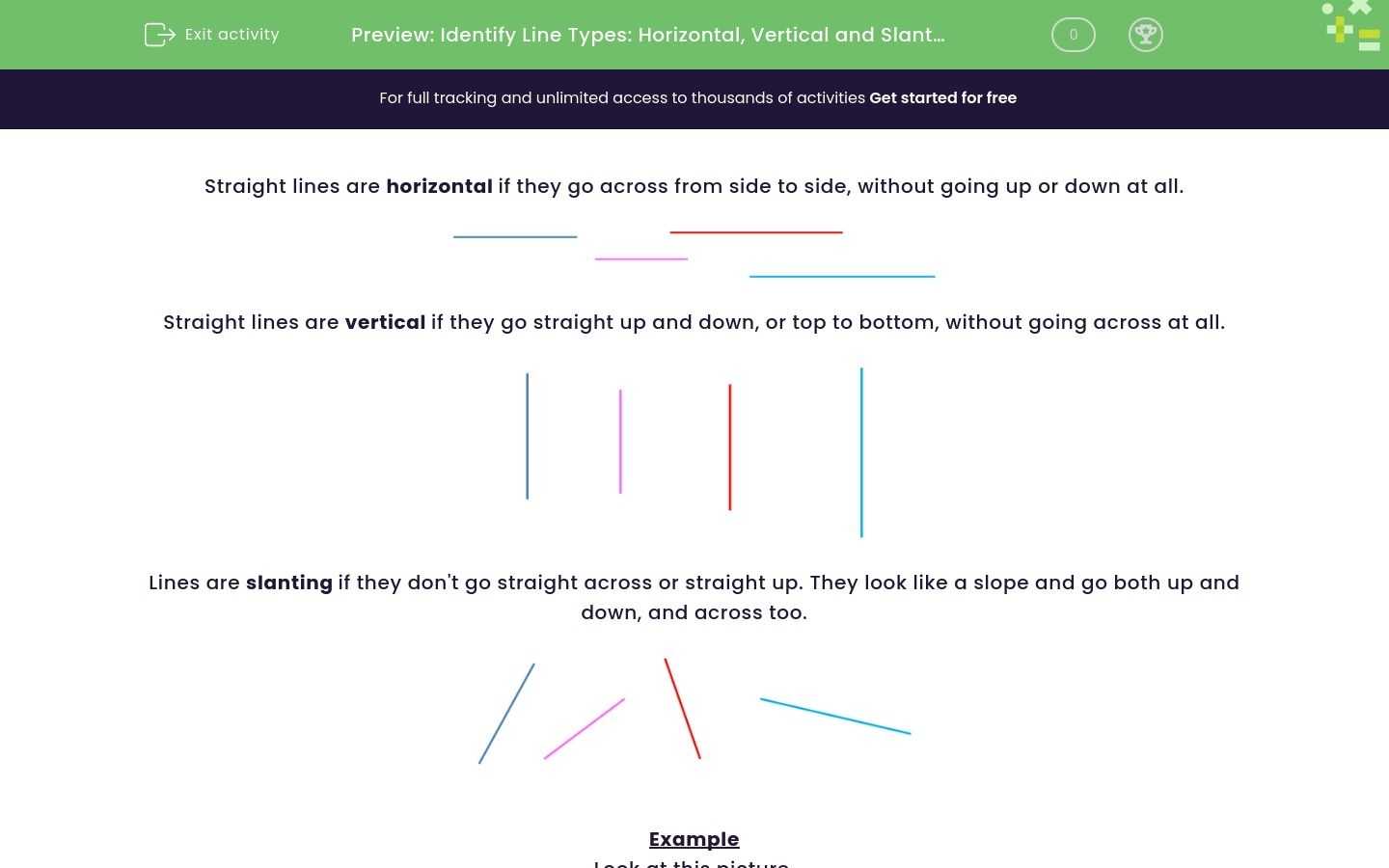 Identify Line Types: Horizontal, Vertical And Slanting Lines Worksheet - Edplace Throughout Horizontal And Vertical Lines Worksheet