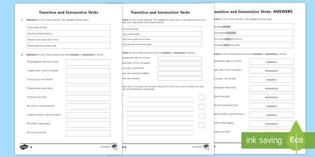 Intransitive And Transitive Verbs In English Worksheet In Transitive And Intransitive Verbs Worksheet