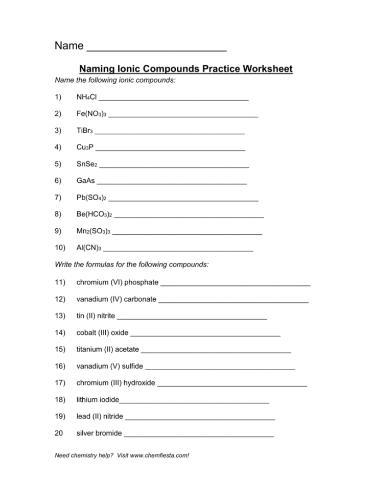 Ionic And Covalent Compounds Worksheet — Db Excel For Ionic And Covalent Bonds Worksheet