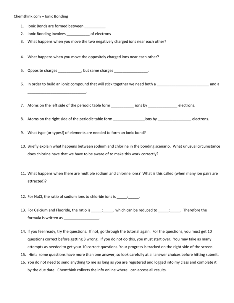 Ionic Bonding Worksheet Answers Chemistry - Amashusho ~ Images pertaining to Ionic Bonds Worksheet Answers