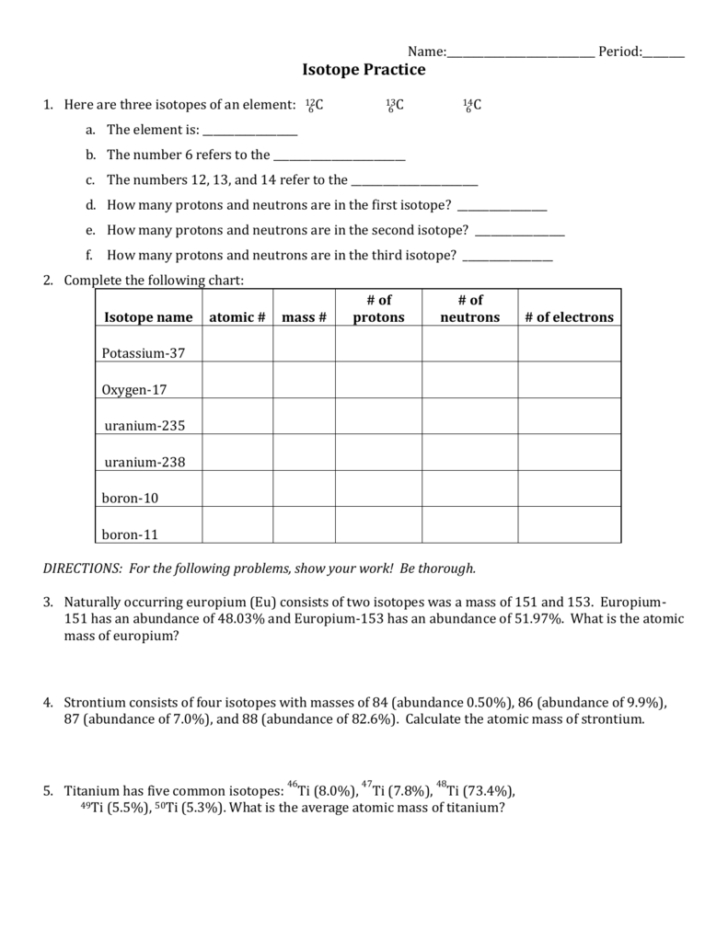 Isotope Practice Worksheet Answer Key — Db-Excel with regard to Isotope Practice Worksheet Answer Key