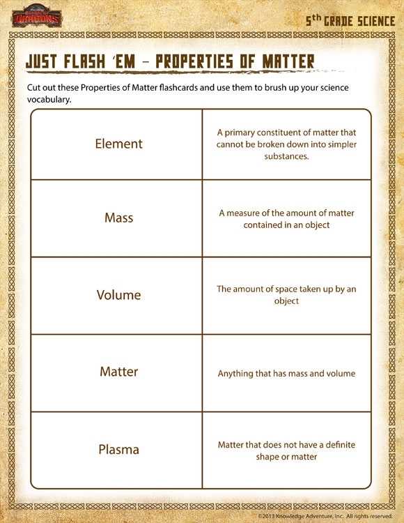 Just Flash 'Em Properties Matter View - 5Th Grade Worksheet - Sod in Properties Of Matter Worksheet