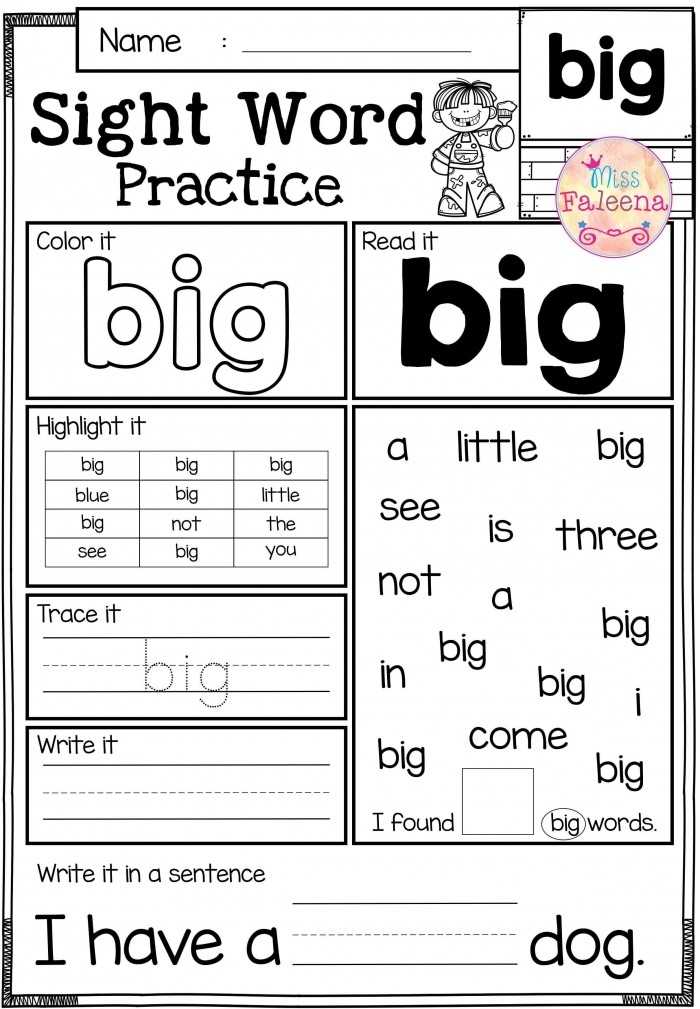 Kindergarten Sight Words: As To Big Worksheets | 99Worksheets For Sight Words Worksheet For Kindergarten