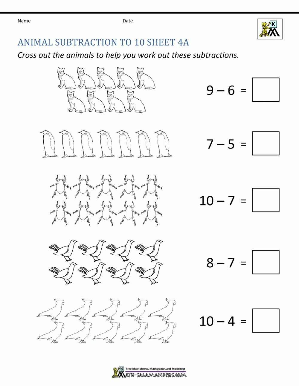 Kindergarten Subtraction Worksheets with Subtraction Worksheet For Kindergarten
