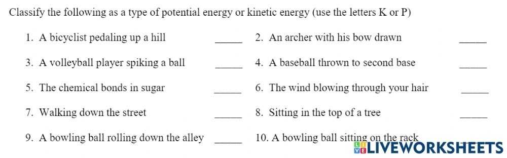 Kinetic Energy Vs. Potential Energy Worksheet Intended For Potential Vs Kinetic Energy Worksheet