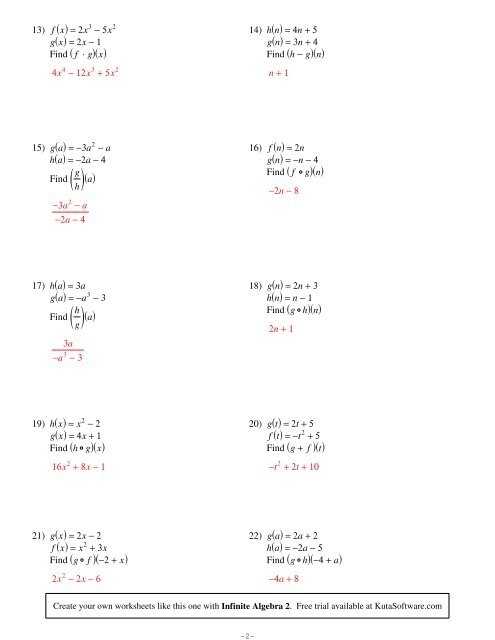 Kuta Software Function Operations - Most Freeware For Function Operations And Composition Worksheet