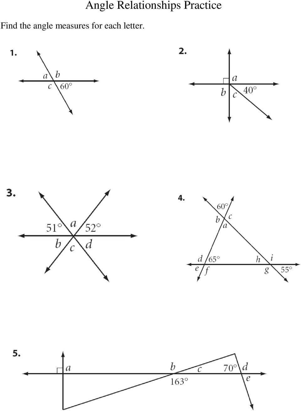 Lesson 1 Section 25 Angle Relationships Pdf — Db Excel Throughout Angle Pair Relationships Practice Worksheet