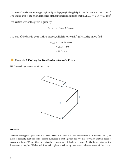 Lesson: Surface Areas Of Prisms | Nagwa with regard to Cross Section Worksheet 7Th Grade