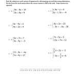 Linear Equations Answers Worksheets With Systems Of Equations Substitution Worksheet