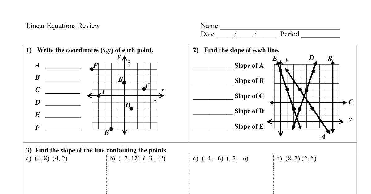 Linear Equations Review Worksheet.pdf | Dochub Inside Linear Equation Worksheet Pdf