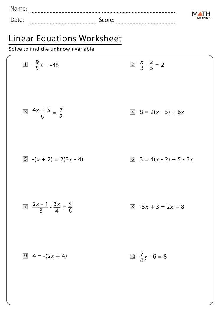 Linear Equations Worksheets With Answer Key regarding Solving Linear Equations Worksheet Pdf