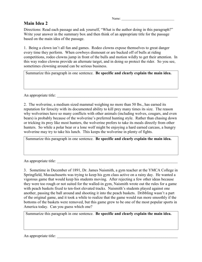 Main Idea And Summary Worksheets 4Th Grade - Yaroqdesign with regard to Main Idea Worksheet 4th Grade