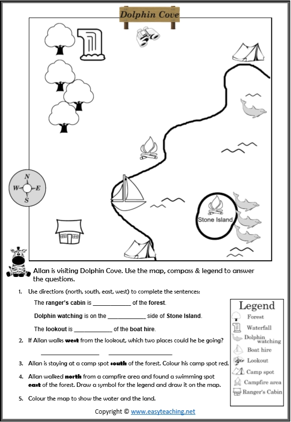 Mapping Skills Worksheets: Coordinates, Direction • Easyteaching Inside Types Of Maps Worksheet