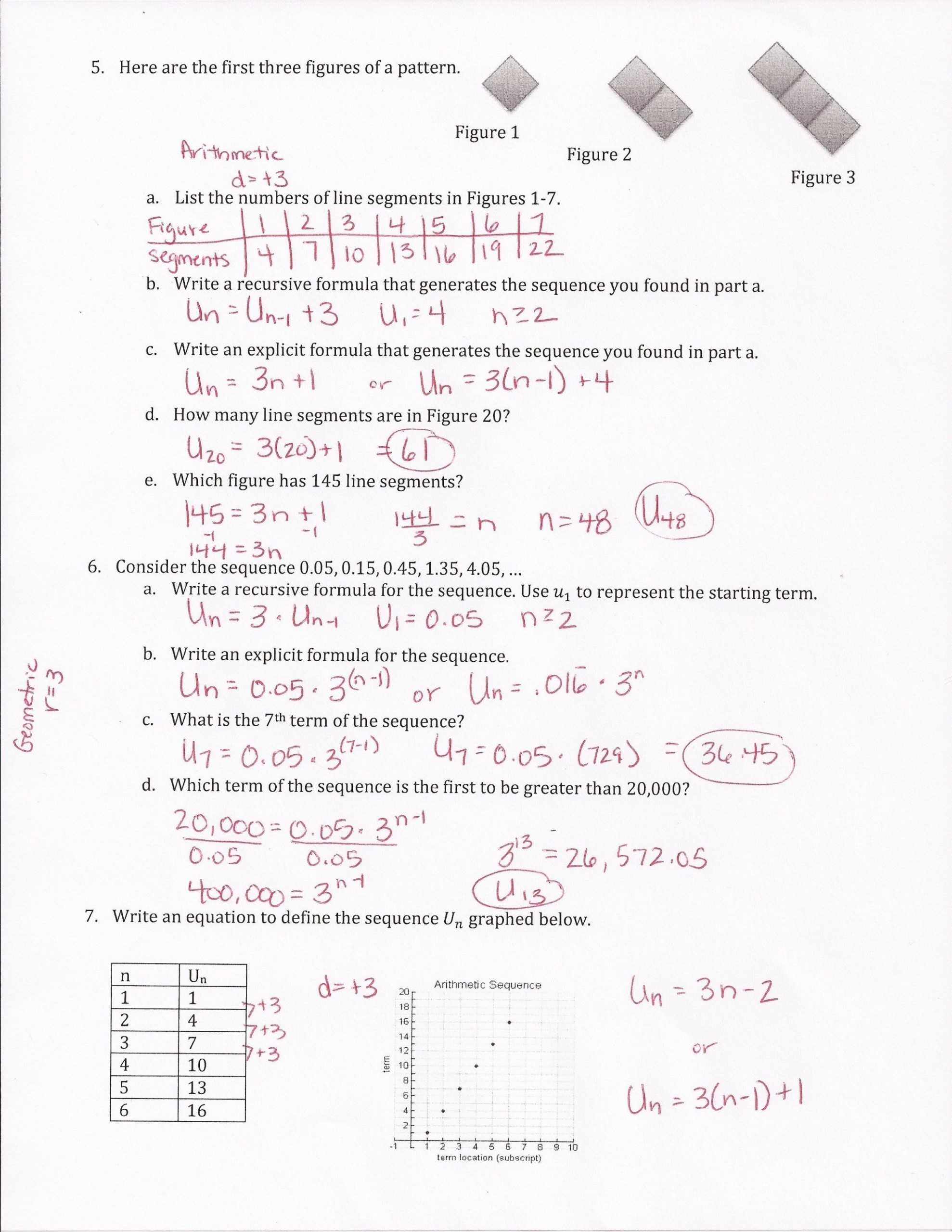 Mathematics Number Sequence Quiz Worksheet - 50 Arithmetic Sequence throughout Arithmetic Sequence Worksheet With Answers