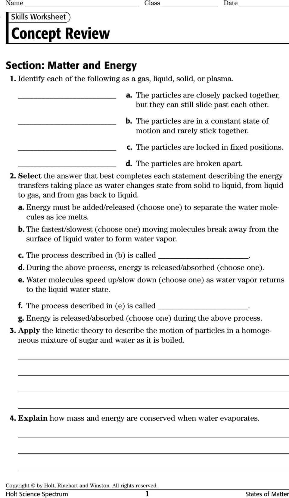 Matter And Energy Worksheet Answers — Db Excel Regarding Matter And Energy Worksheet