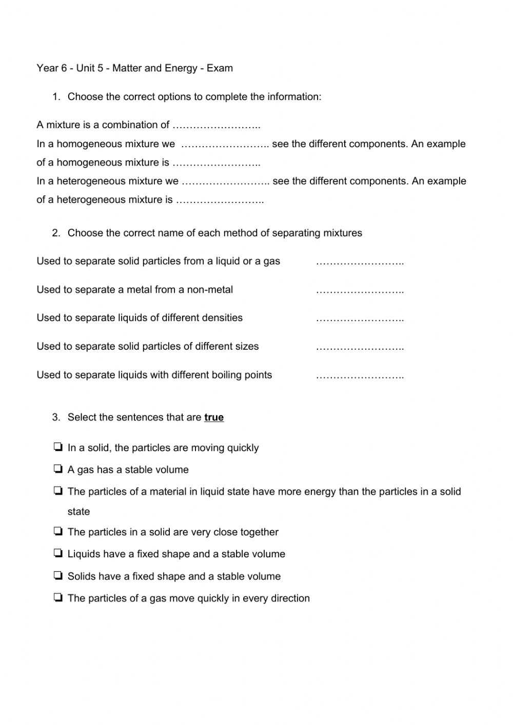 Matter And Energy Worksheet Intended For Matter And Energy Worksheet