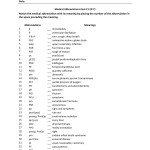 Medical Abbreviations Quiz Printable In Medical Terminology Abbreviations Worksheet