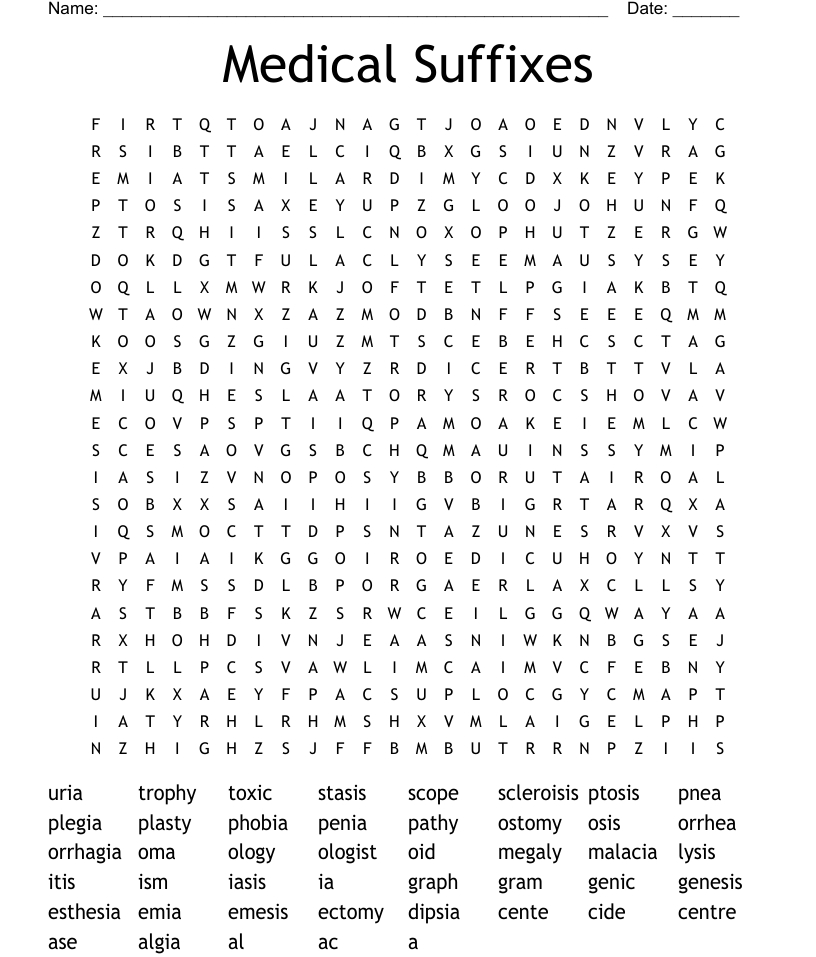 Medical Terminology Worksheet - Wordmint intended for Medical Terminology Suffixes Worksheet