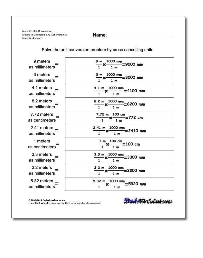 Metric Conversions Answer Key intended for Metric Conversion Worksheet Answer Key