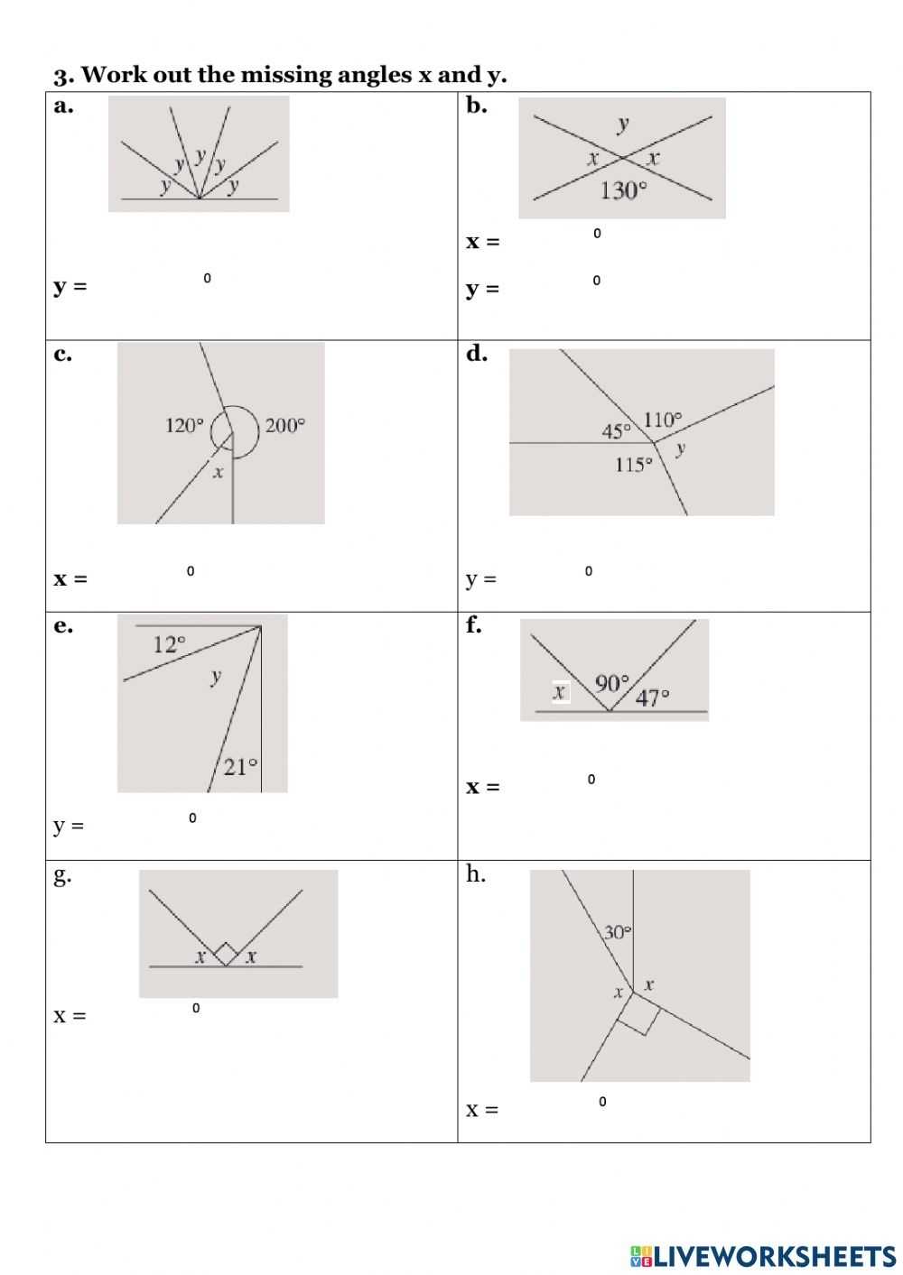 Missing Angles Interactive Worksheet for Finding Missing Angles Worksheet