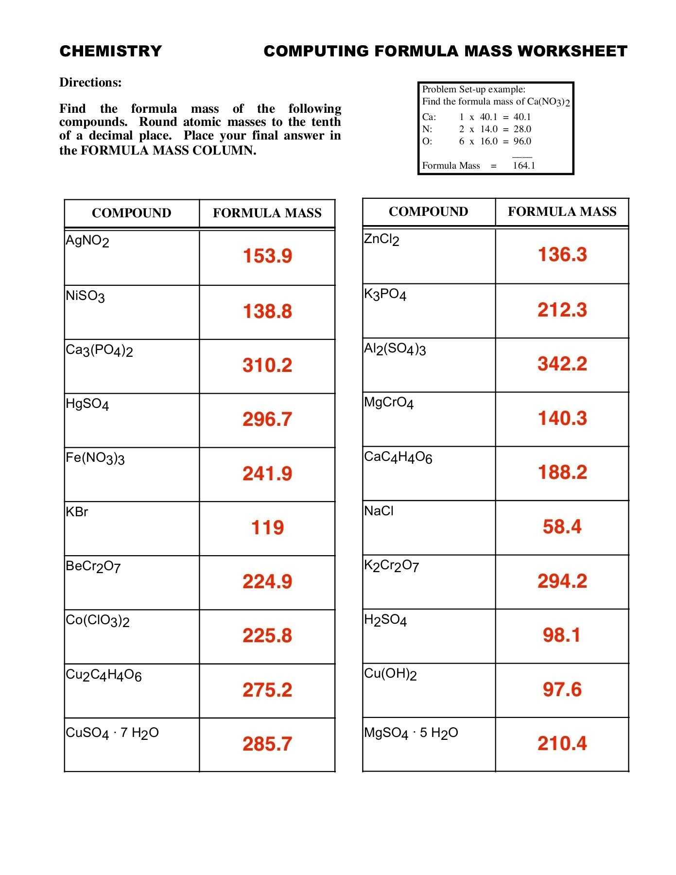 Molar Mass Practice Worksheet Within Molar Mass Practice Worksheet