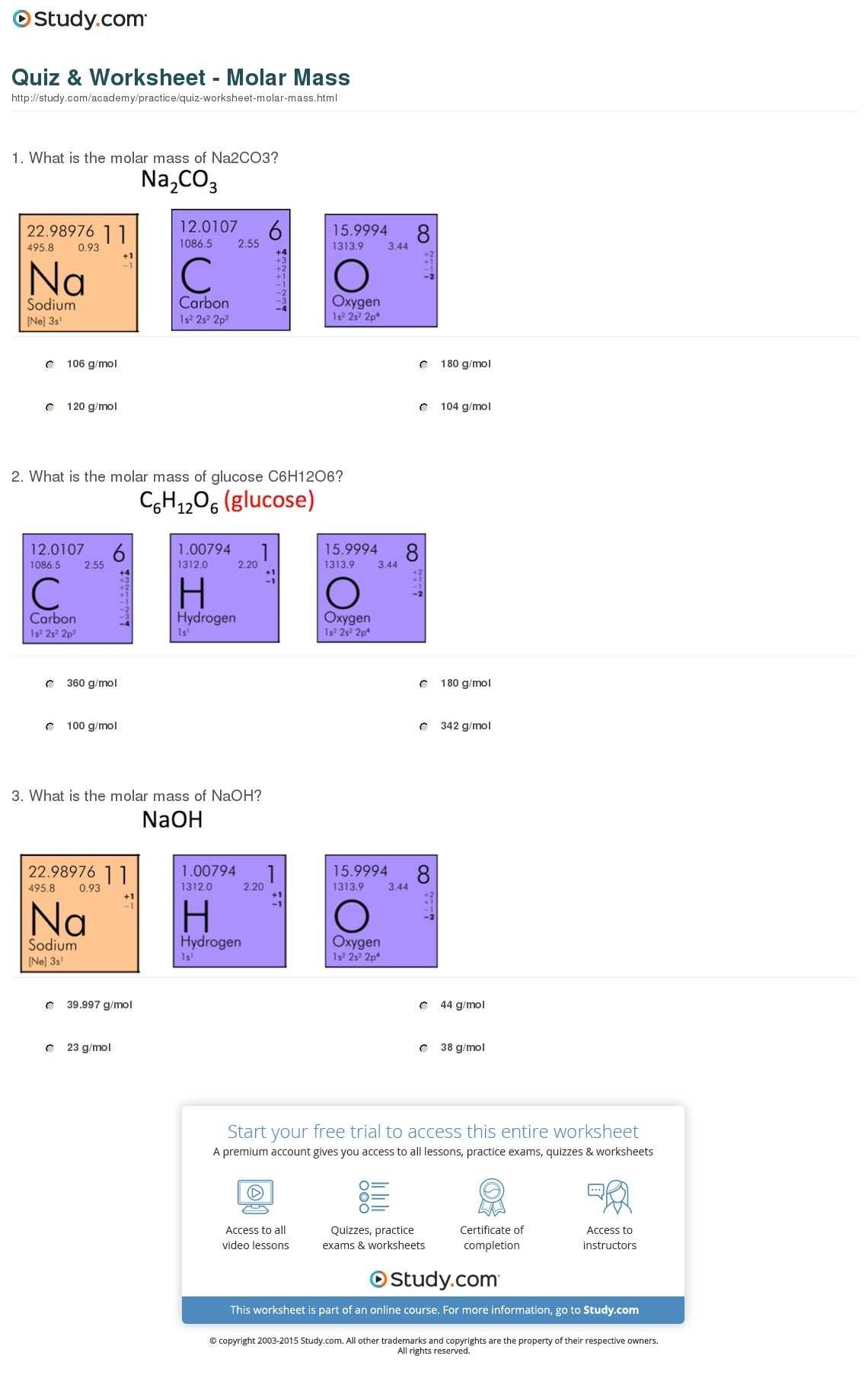 Molar Mass Worksheet Answers — Db Excel Intended For Molar Mass Practice Worksheet