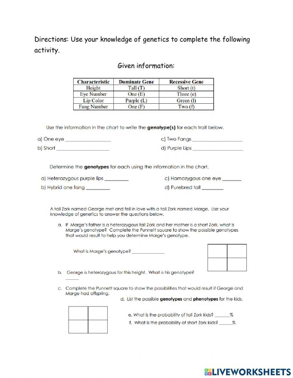 Monohybrid Cross Worksheet Answers Intended For Monohybrid Cross Worksheet Answers