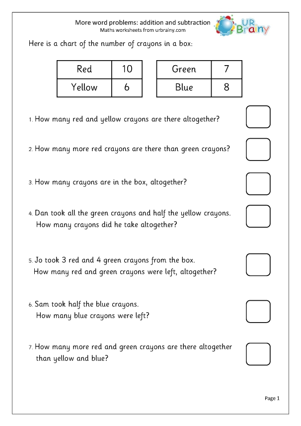 More Word Problems: Addition And Subtraction - Addition Year 2 (Aged 6 in Age Word Problems Worksheet