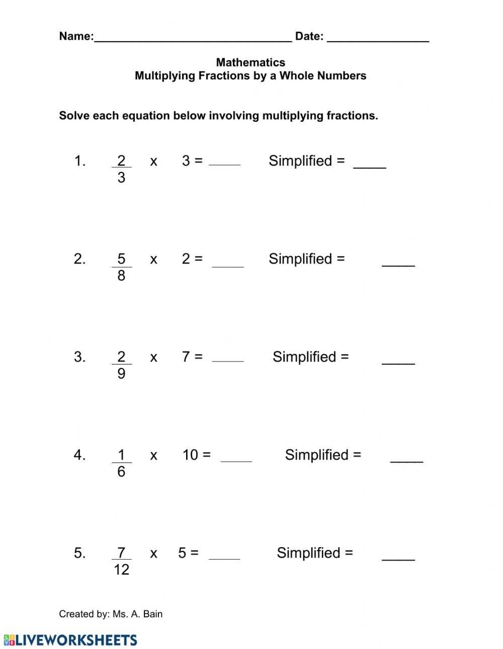 Multiplying Mixed Numbers Worksheet regarding Multiplying Mixed Numbers Worksheet