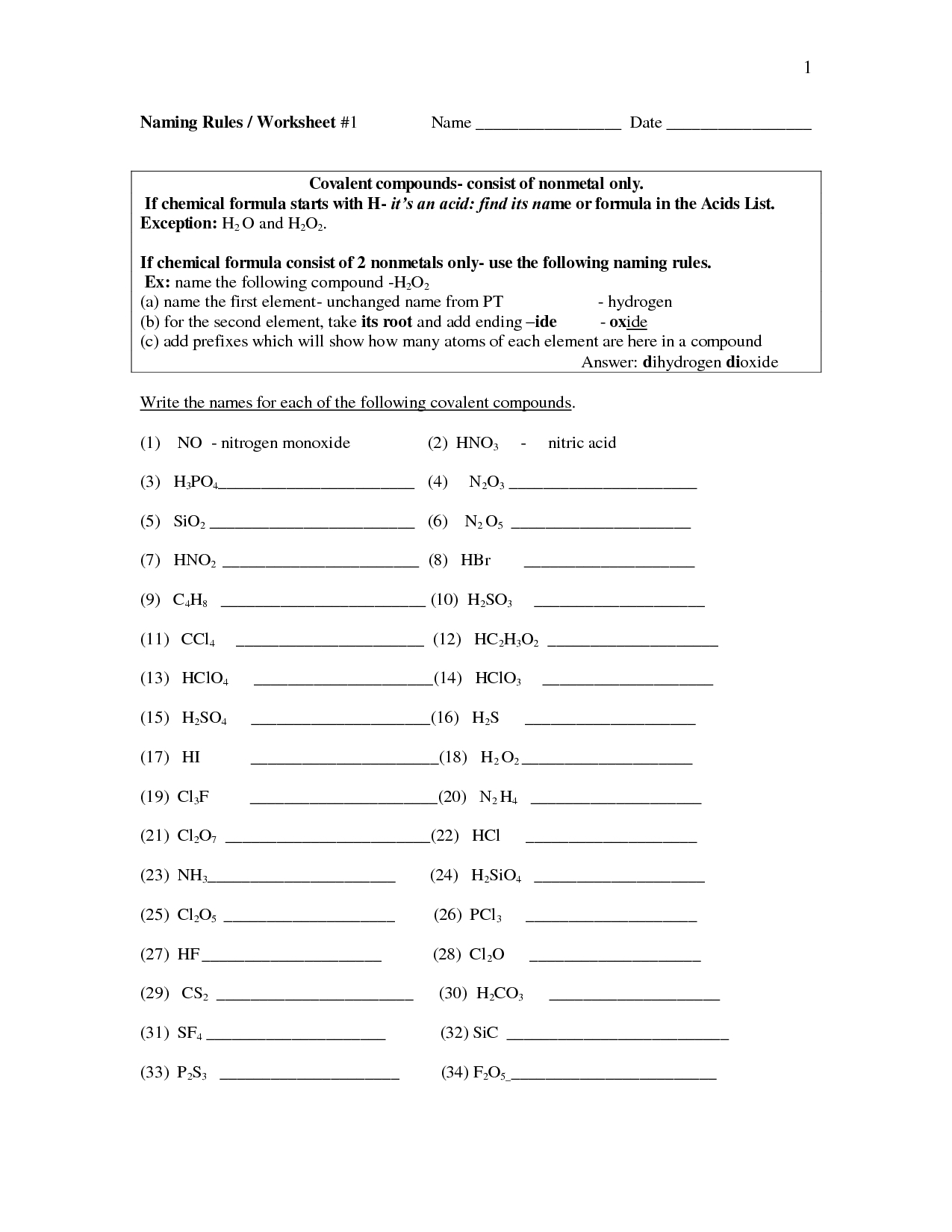 Naming Ionic Compounds Worksheet One Answers — Db Excel Within Chemical Bonds Ionic Bonds Worksheet
