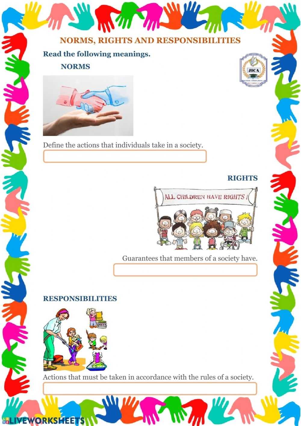 Norms, Rights And Responsibilities Worksheet With Regard To Rights And Responsibilities Worksheet