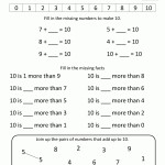 Number Bonds To 10 Worksheets Throughout Number Bonds To 10 Worksheet