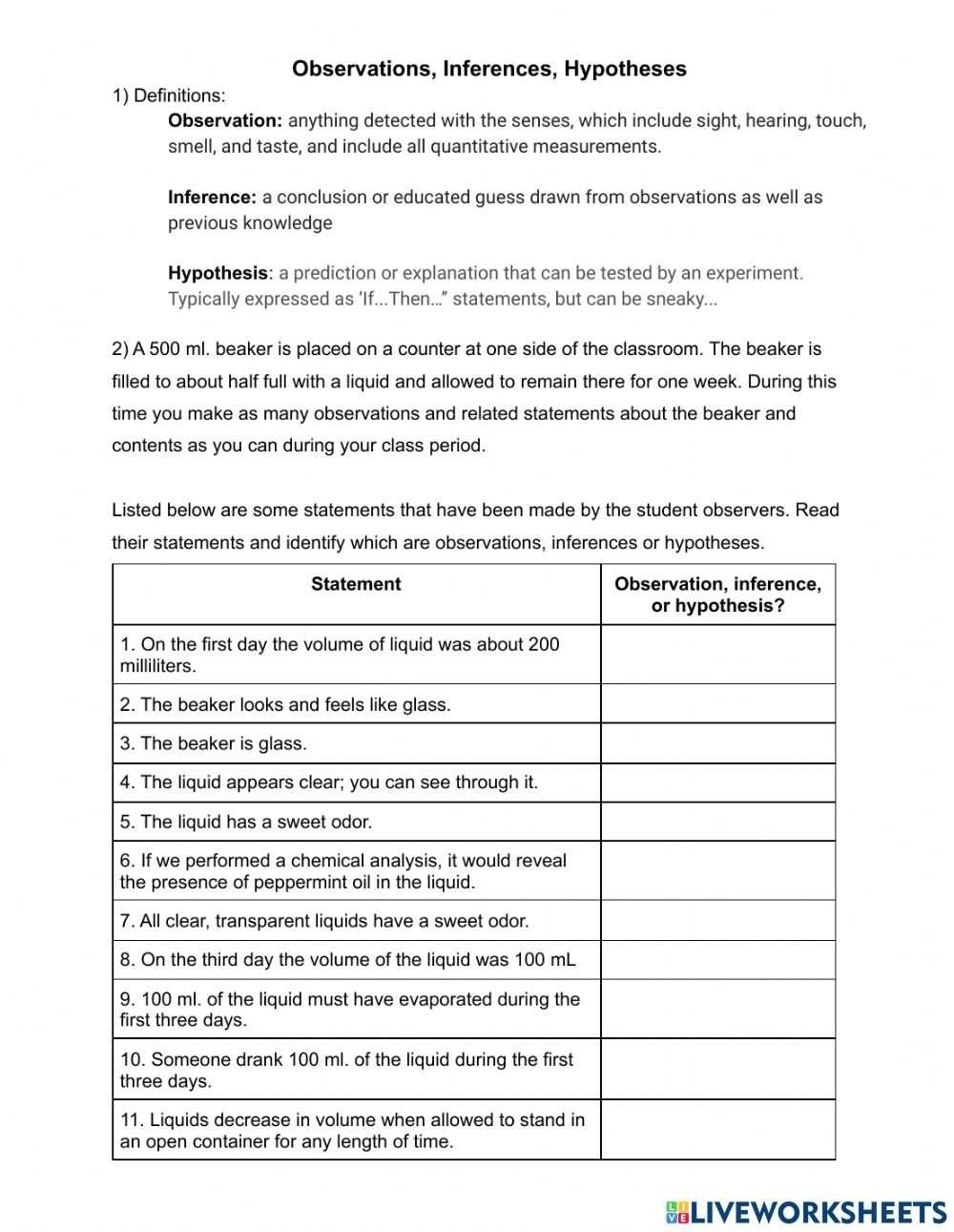 Observation Vs Inference Worksheet pertaining to Observation And Inference Worksheet