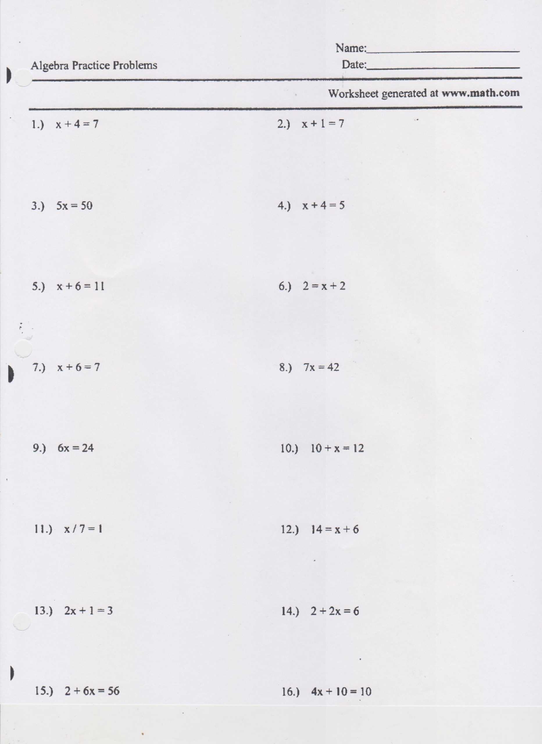 One Step Equations Worksheet Pdf | Worksheet For Education intended for One Step Equations Worksheet Pdf