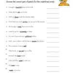 Parts Of Speech – N V Adj Adv Worksheet Regarding Parts Of A Sentence Worksheet