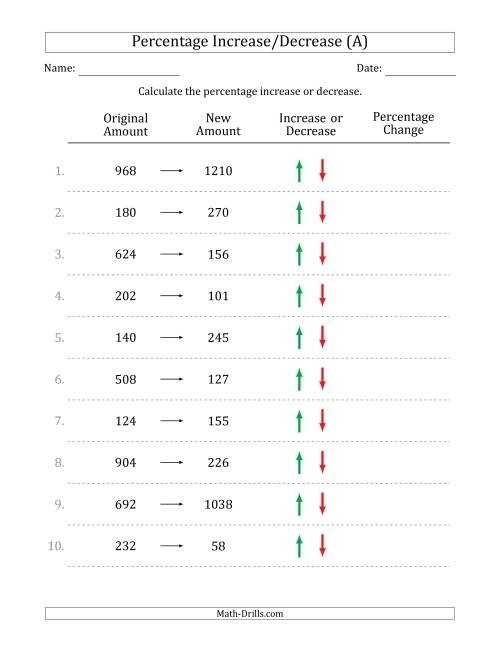 Percentage Increase And Decrease Worksheet intended for Percentage Increase And Decrease Worksheet