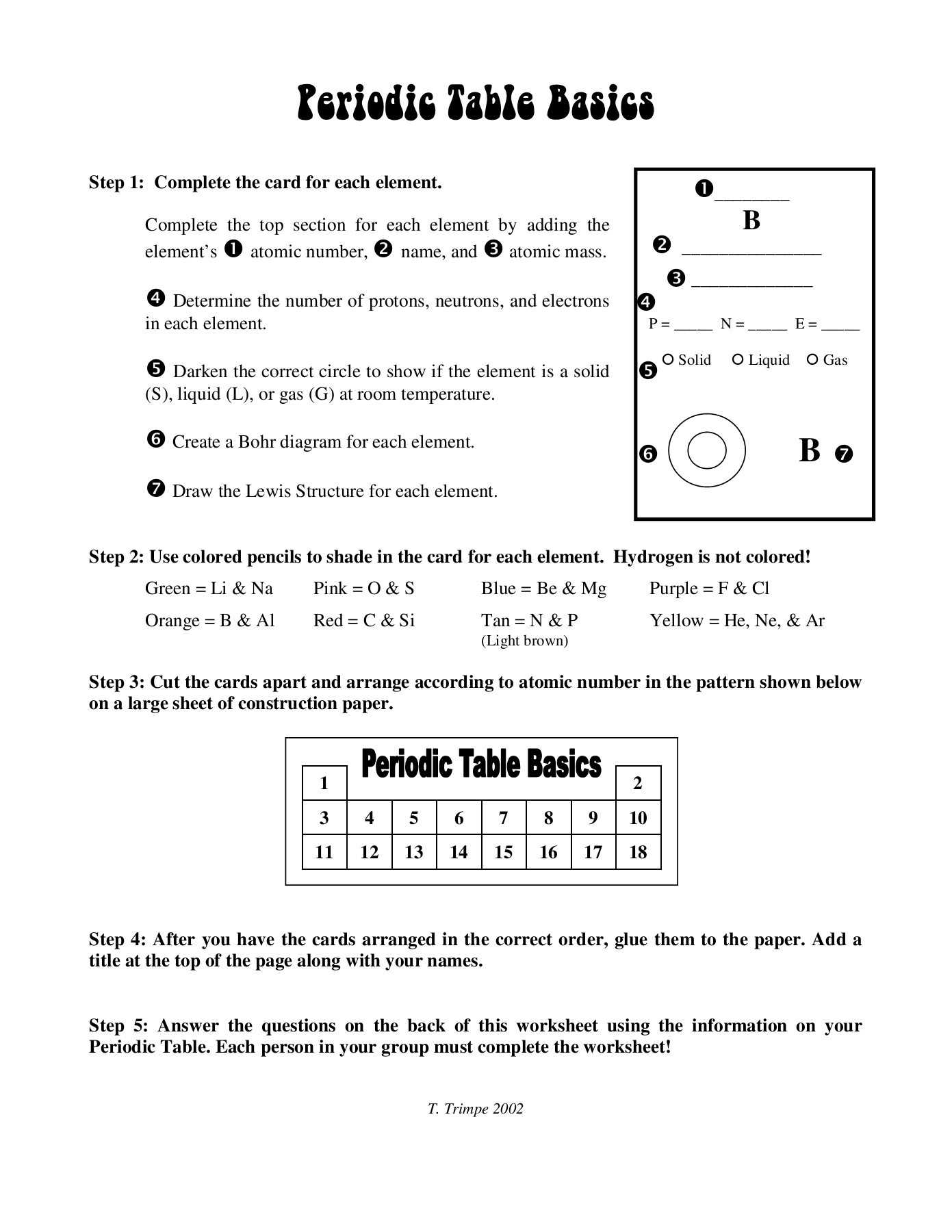 Periodic Table Basics Answer Key T Trimpe 2002 - Frameimage for Periodic Table Worksheet Answers