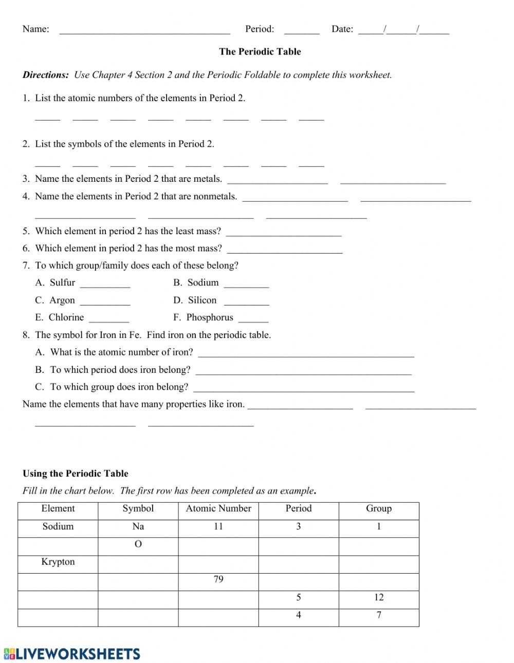 Periodic Table Worksheets - The Periodic Table Worksheet Worksheet (2022) In Periodic Table Scavenger Hunt Worksheet