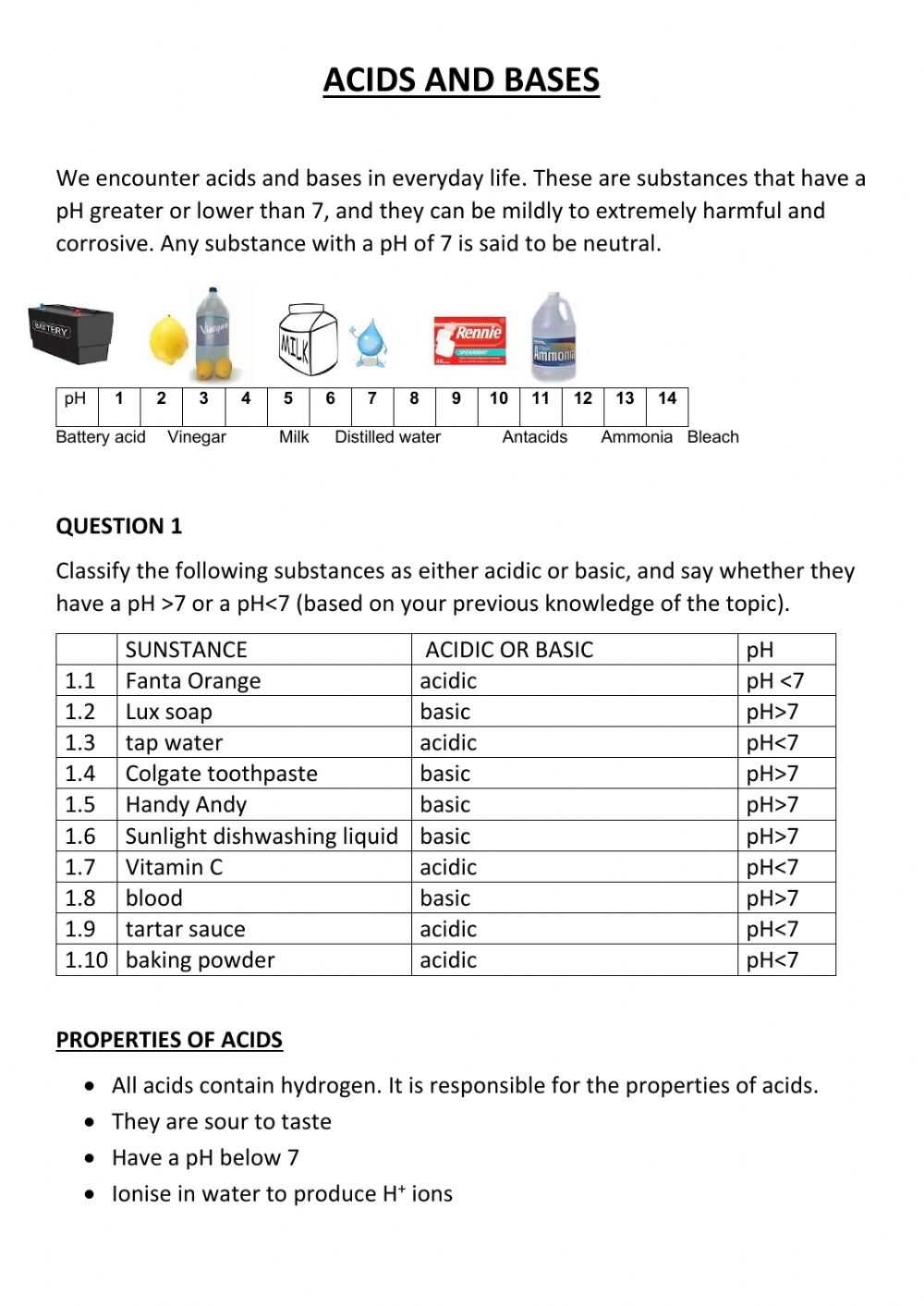 Ph And Poh Worksheet Answer Key Complete The Following Chart → Waltery pertaining to Ph Worksheet Answer Key